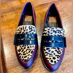 Burgundy & Animal print Dolce Vita leather loafers